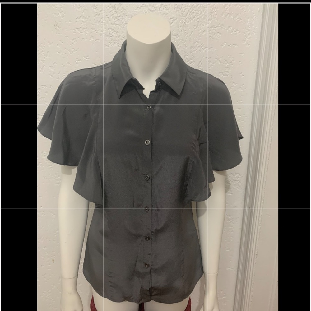Jay Godfrey silk gray ruffle blouse